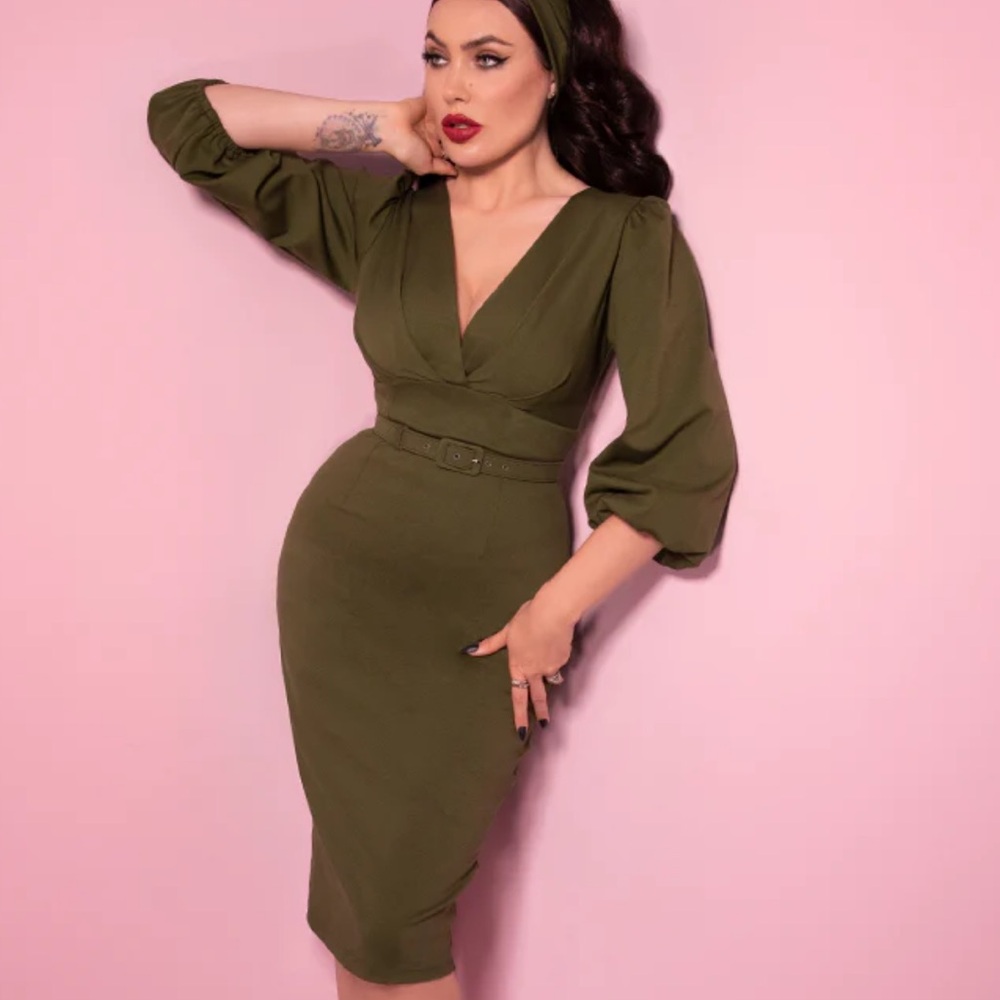Olive Bawdy wiggle Vixen by Micheline Pitt dress